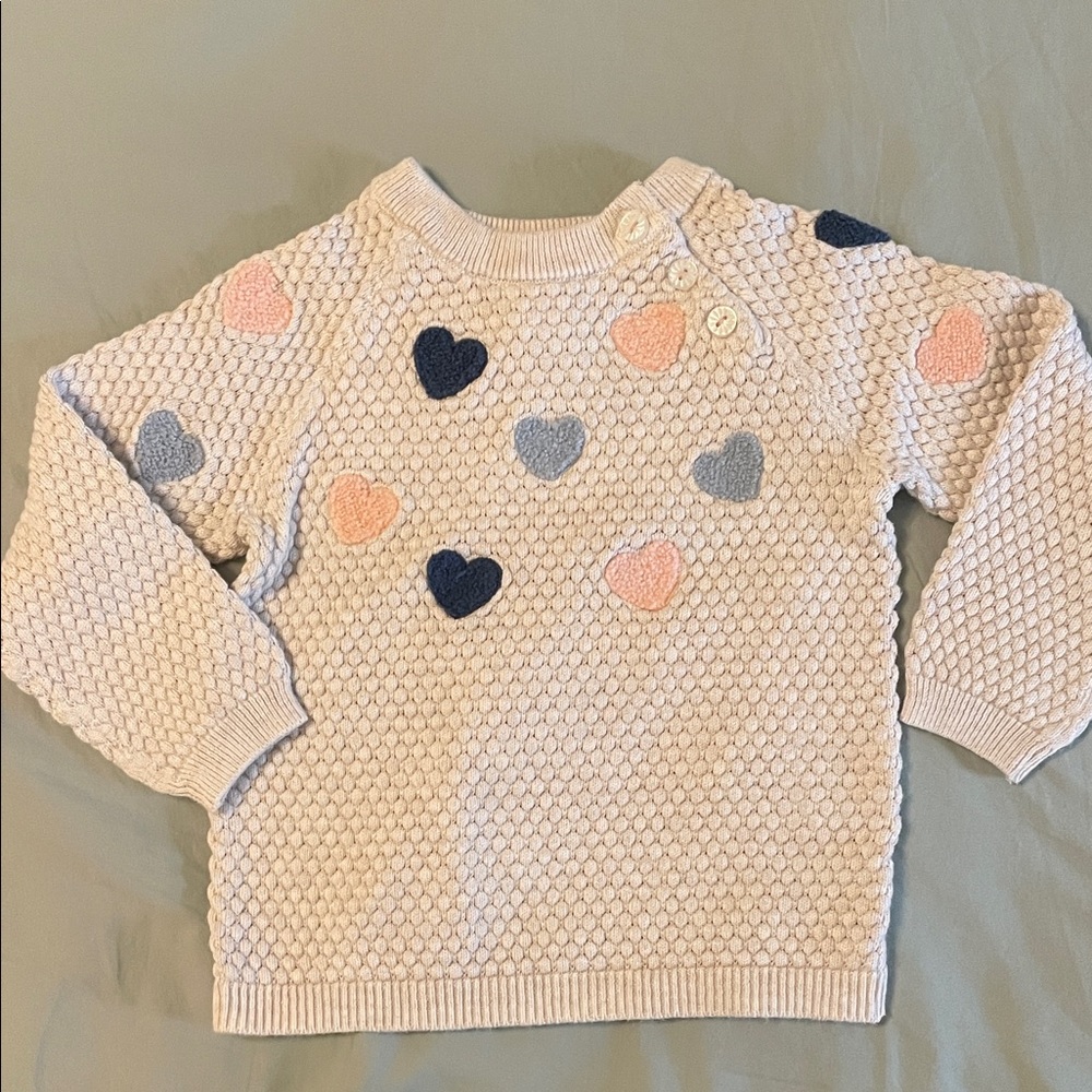 H&M Cream Sweater with Heart Accents